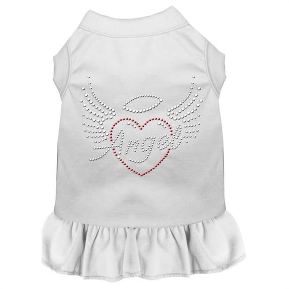 Mirage Pet Angel Heart Rhinestone Dress, White - Extra Small 8