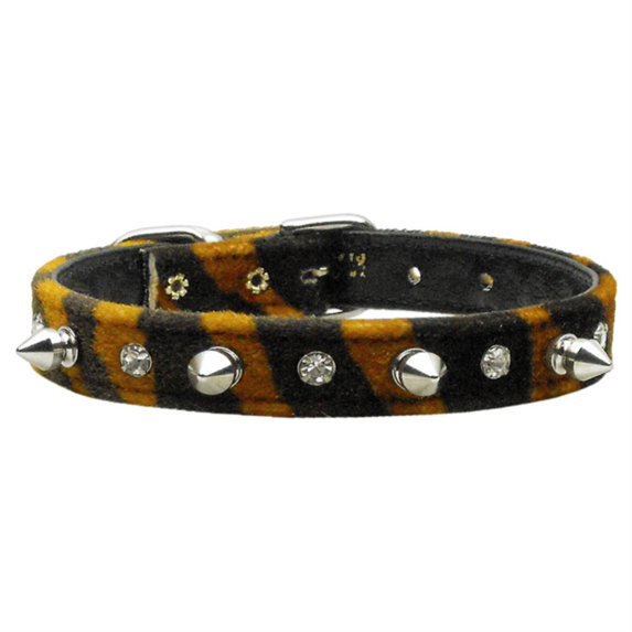 Animal Print Crystal and Spike Collars Tiger Size 16