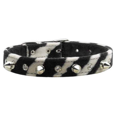 Animal Print Crystal and Spike Collars Zebra Size 14