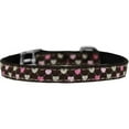 thumbnail image 1 of Mirage Pet Argyle Hearts Nylon Dog Collar with classic buckle 3/8" Brown Size 16, 1 of 2