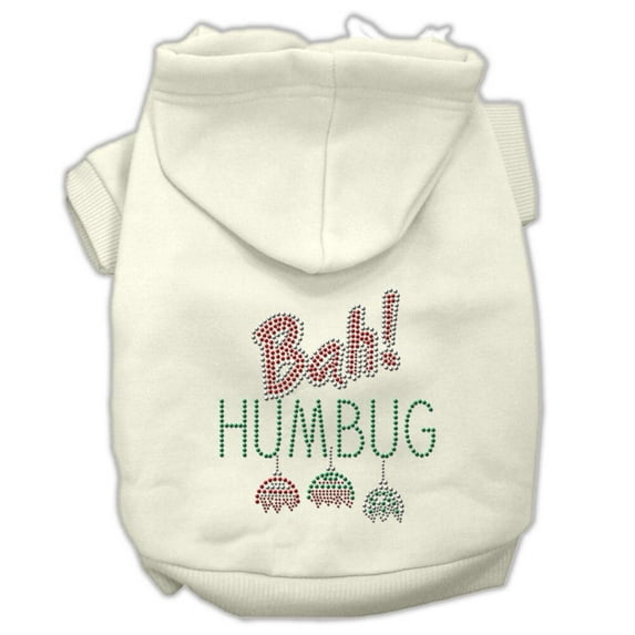 Mirage Pet Bah Humbug Rhinestone Hoodies Cream XXL