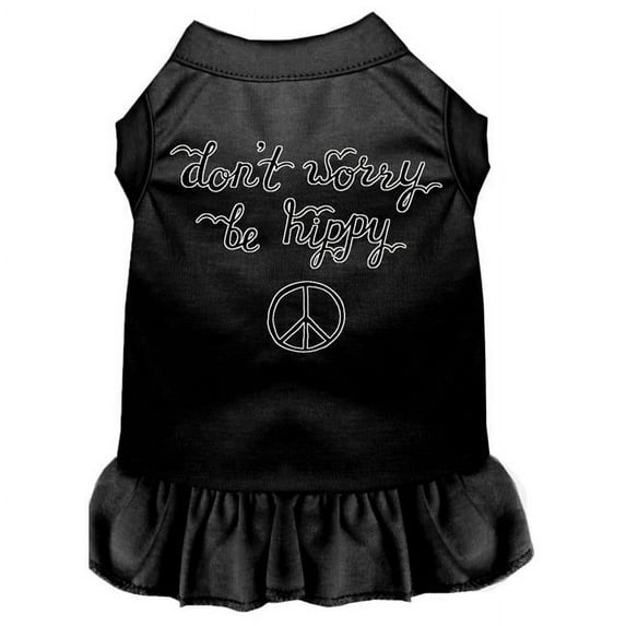 Mirage Pet Be Hippy Screen Print Dog Dress, Black - Small 10