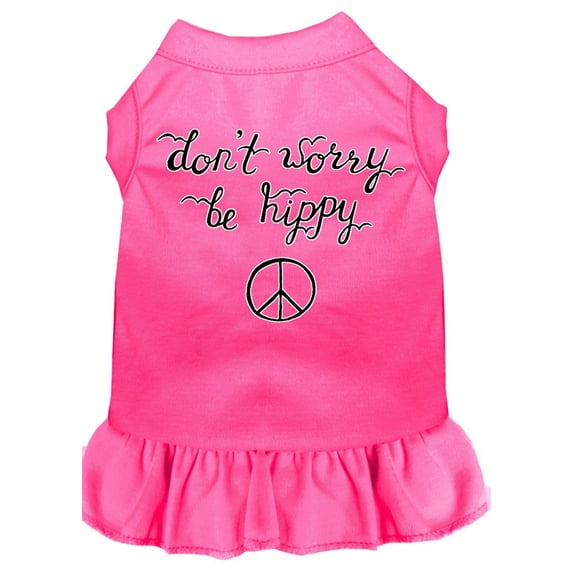 Pet Dog Cat Dress Screen Printed, "Don't Worry, Be Hippy"