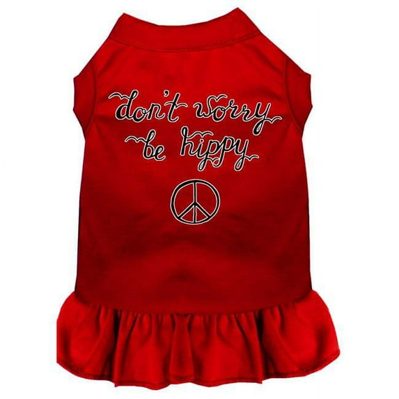Mirage Pet Be Hippy Screen Print Dog Dress, Red - Small 10