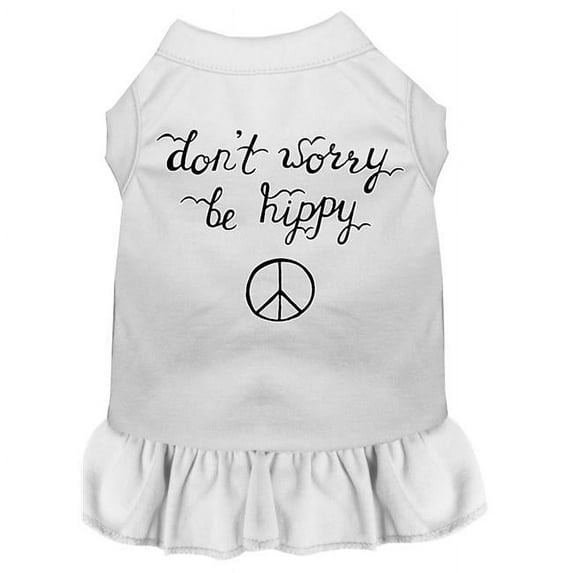 Mirage Pet Be Hippy Screen Print Dog Dress, White - Medium 12