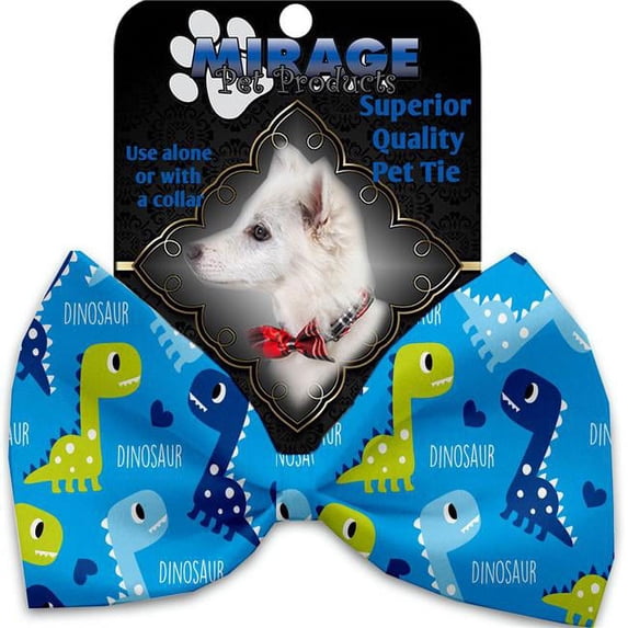 Mirage Pet Blue Dinosaurs Pet Bow Tie Collar Accessory with Cloth Hook & Eye