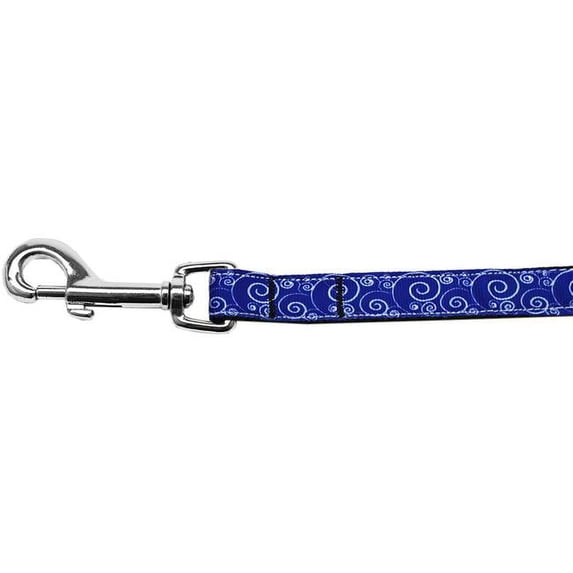 Mirage Pet Blue and White Swirly Nylon Ribbon Pet Leash 5/8 inch wide 4Ft Lsh
