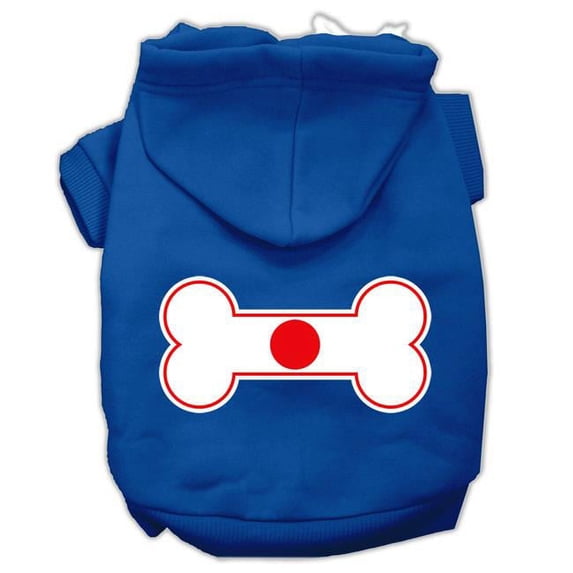 Mirage Pet Bone Shaped Japan Flag Screen Print Pet Hoodies, Blue - Large 14