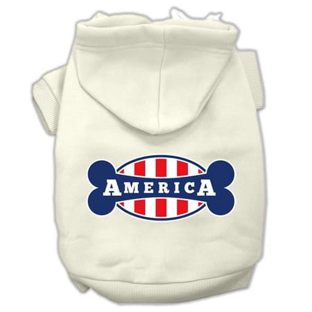 Mirage Pet Bonely in America Screen Print Pet Hoodies, Cream - Large