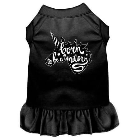 Mirage Pet Born to be a Unicorn Screen Print Dog Dress, Black - 4X 22