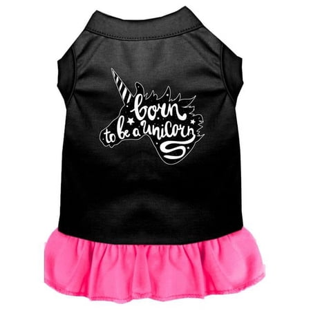 Mirage Pet Born to be a Unicorn Screen Print Dog Dress, Black with Bright Pink - 3XL 20