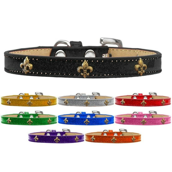 Mirage Pet Bronze Fleur De Lis Widget Dog Collar Blue Ice Cream Size 14
