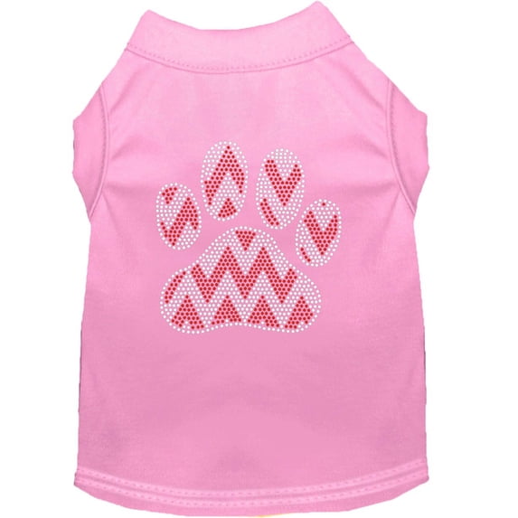 Christmas Pet Dog Cat Shirt Rhinestone, "Candy Cane Chevron Paw"