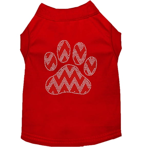 Christmas Pet Dog Cat Shirt Rhinestone, "Candy Cane Chevron Paw"