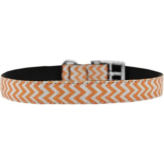 Mirage Pet Chevrons Nylon Dog Collar with classic buckle 3/4" Orange Size 16
