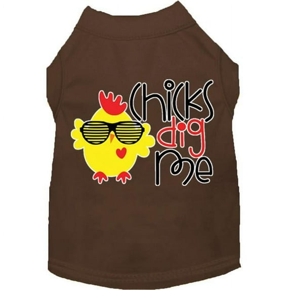 Mirage Pet Chicks Dig Me Screen Print Dog Shirt Brown XL