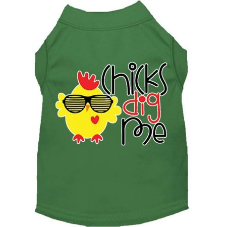 Mirage Pet Chicks Dig Me Screen Print Dog Shirt Green Sm