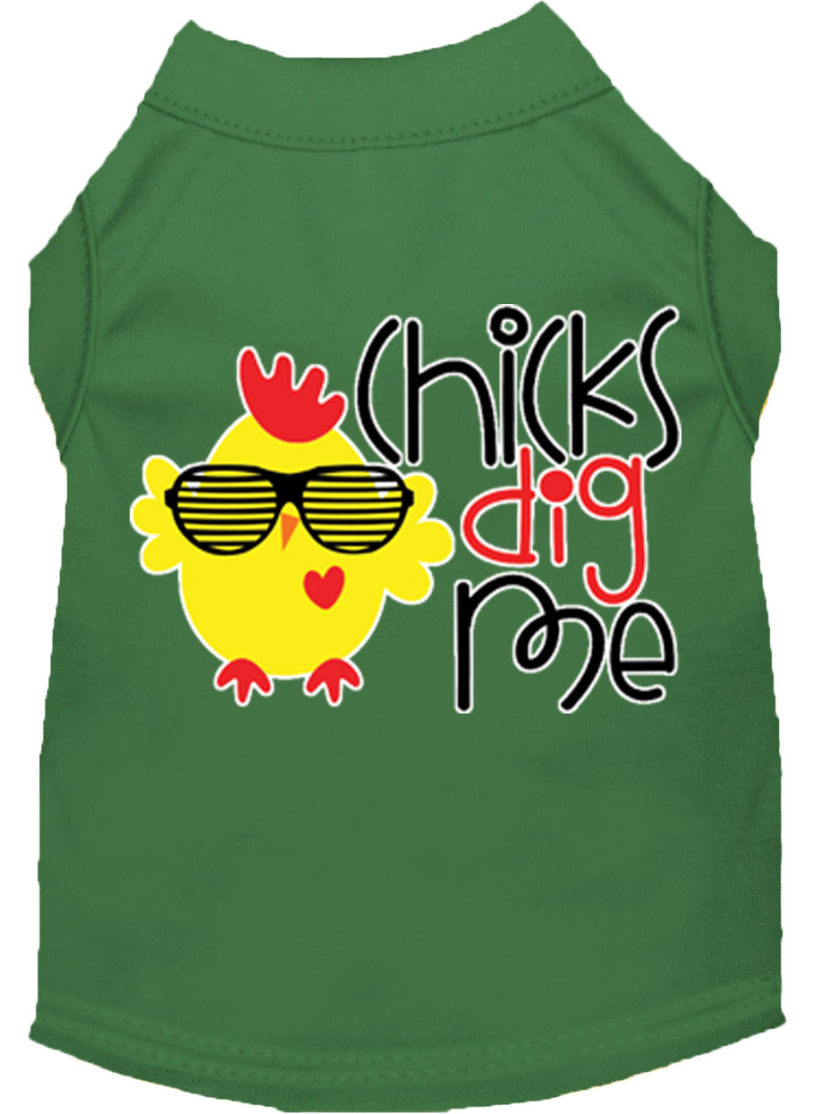 Mirage Pet Chicks Dig Me Screen Print Dog Shirt Green XS