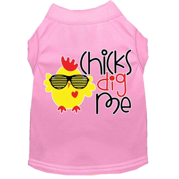 Mirage Pet Chicks Dig Me Screen Print Dog Shirt Light Pink Lg