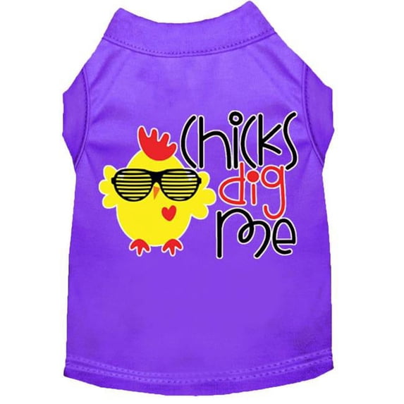Mirage Pet Chicks Dig Me Screen Print Dog Shirt Purple Sm