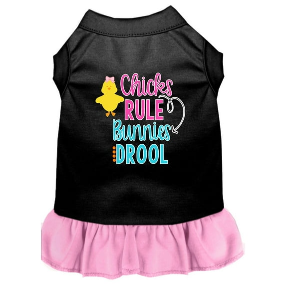 Pet Dog Cat Dress Screen Printed, "Chicks Rule, Bunnies Drool"