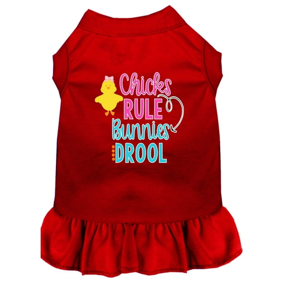 Pet Dog Cat Dress Screen Printed, "Chicks Rule, Bunnies Drool"