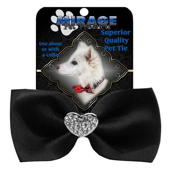 Mirage Pet Crystal Heart Widget Pet Bowtie, Black
