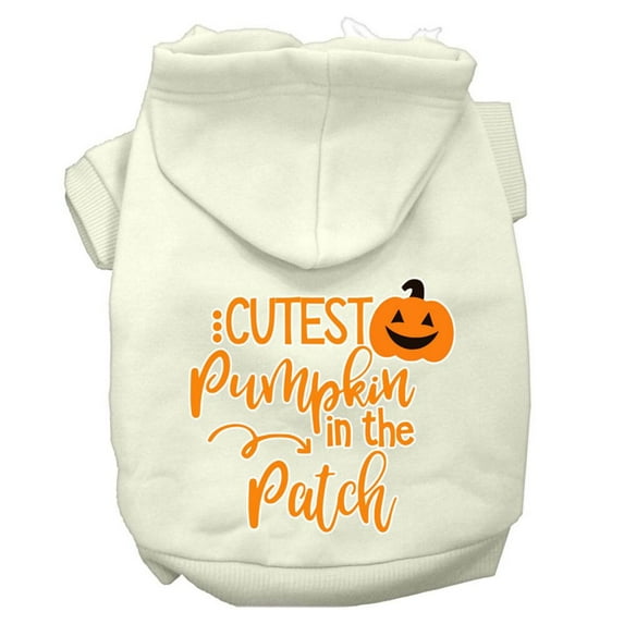 Mirage Pet Cutest Pumpkin in the Patch Screen Print Dog Hoodie Cream M