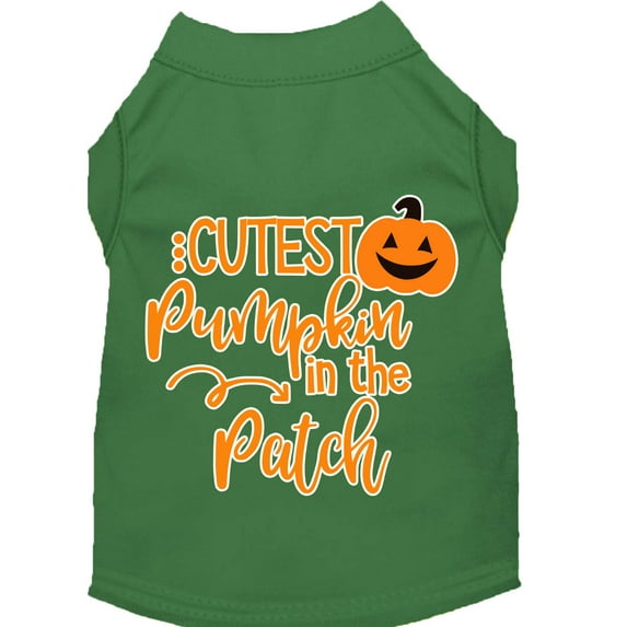 Mirage Pet Cutest Pumpkin in the Patch Screen Print Dog Shirt Green Med