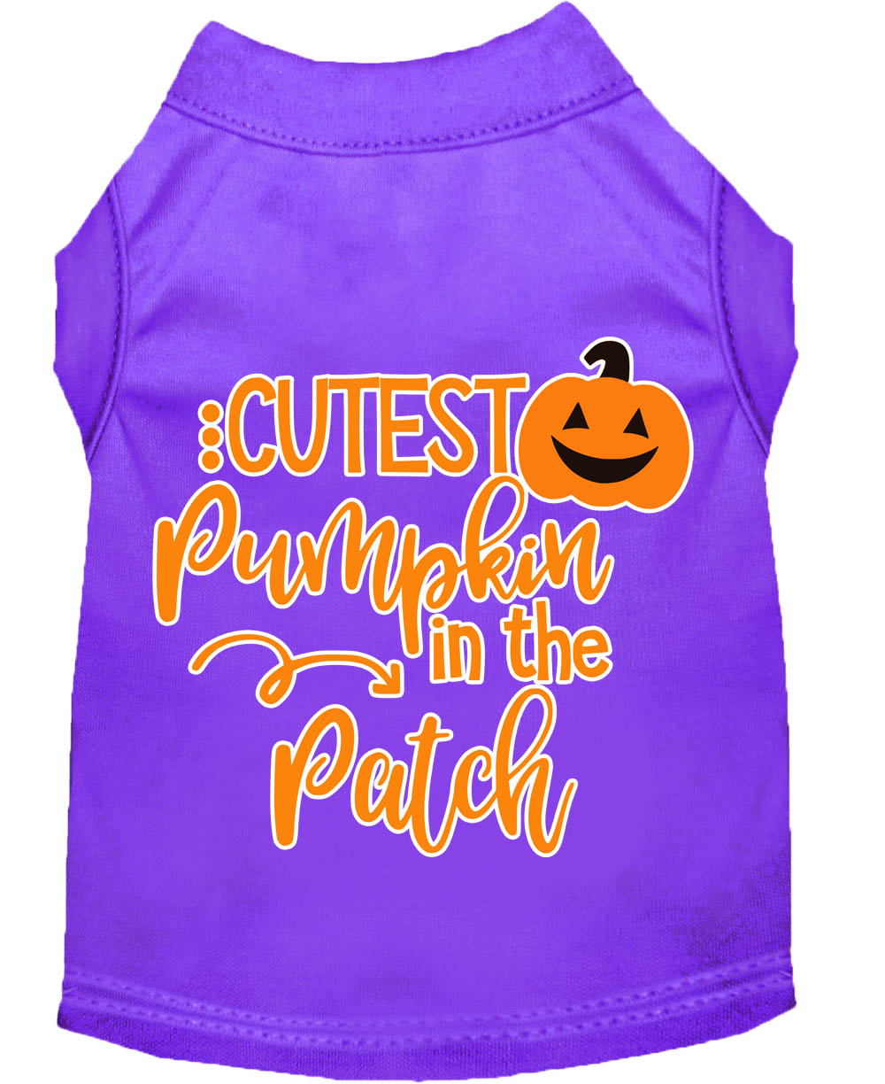 Mirage Pet Cutest Pumpkin in the Patch Screen Print Dog Shirt Purple