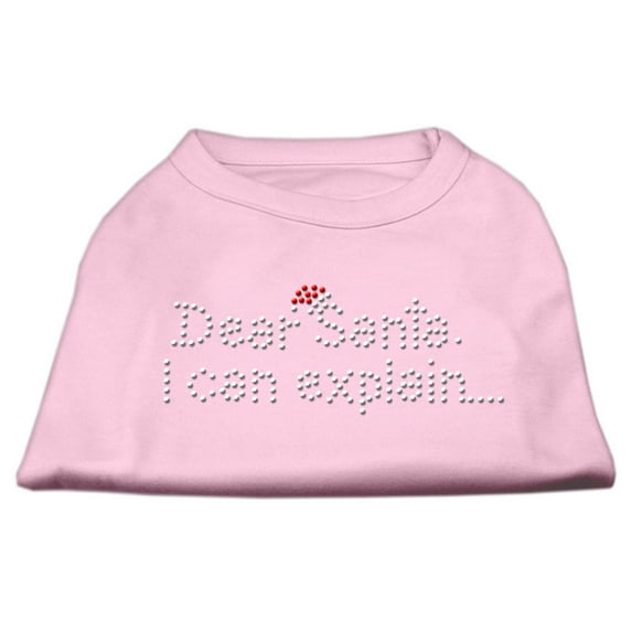 Mirage Pet Products 52-25-06 LGLPK Dear Santa I Can Explain Rhinestone Shirts Light Pink L - 14