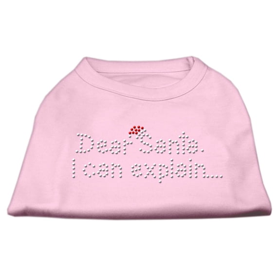 Mirage Pet Dear Santa I Can Explain Rhinestone Shirts Light Pink XXXL