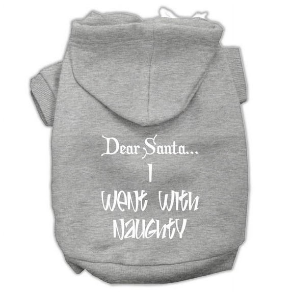 Mirage Pet Dear Santa I Went with Naughty Screen Print Pet Hoodies, Grey - 3XL 20