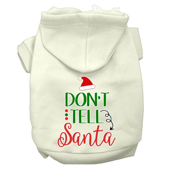 Christmas Pet Dog Cat Hoodie Screen Printed, "Don't Tell Santa"