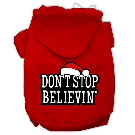 Mirage Pet Dont Stop Believin Screenprint Pet Hoodies, Red - Extra Large - Size 16