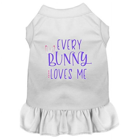 Mirage Pet Every Bunny Loves Me Screen Print Dog Dress, White - 2XL 18