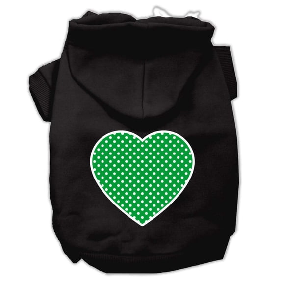 Pet Dog Cat Hoodie Screen Printed, "Green Swiss Dots Heart"