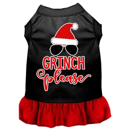 Mirage Pet Grinch Please Screen Print Dog Dress, Black with Red - Extra Small 8