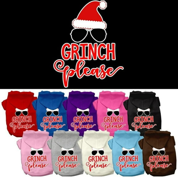 Christmas Pet Dog Cat Hoodie Screen Printed, "Grinch Please"