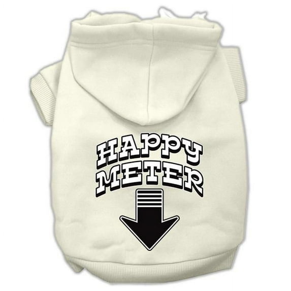 Mirage Pet Happy Meter Screen Printed Dog Pet Hoodies, Cream - Extra Small