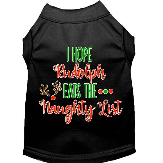 Christmas Pet Dog Cat Shirt Screen Printed, "I Hope Rudolph Eats The Naughty List"