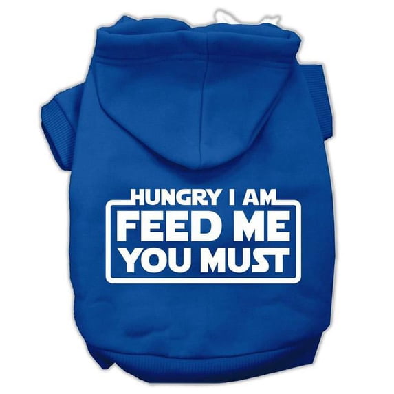 Mirage Pet Hungry I Am Screen Print Pet Hoodies, Blue - Medium