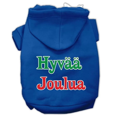 Mirage Pet Hyvaa Joulua Screen Print Pet Hoodies, Blue - Large - Size 14