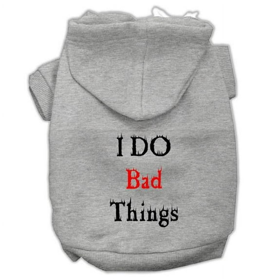 Mirage Pet I Do Bad Things Screen Print Pet Hoodies, Grey - 2XL 18