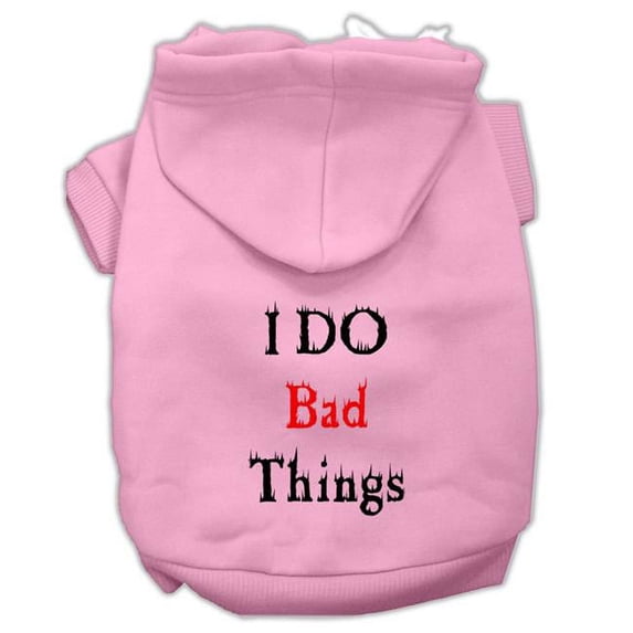 Mirage Pet I Do Bad Things Screen Print Pet Hoodies, Light Pink - Extra Small 8
