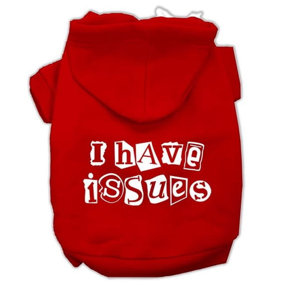 Mirage Pet I Have Issues Screen Printed Dog Pet Hoodies, Red - 2XL 18