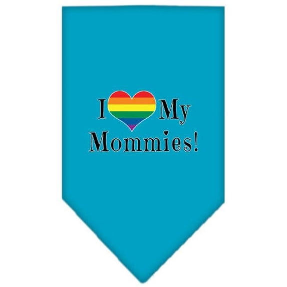 Mirage Pet I Heart My Mommies Screen Print Bandana, Turquoise - Small
