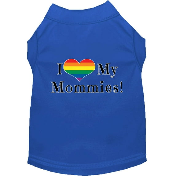 Pet Dog Cat Shirt Screen Printed, "I Heart My Mommies"
