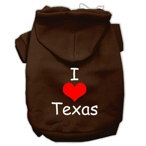 Mirage Pet I Love Texas Screen Print Pet Hoodies Brown Size XXXL
