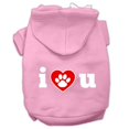 thumbnail image 1 of Mirage Pet  I Love U Screen Print Pet Hoodie, Light Pink - 3XL, 1 of 1